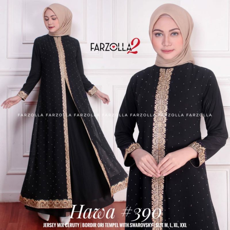 SUPER ISTIMEWA HAWA #390 [FARZOLLA2] GAMIS ABAYA HITAM | BAJU GAMIS TERBARU | LONG DRESS JUMBO