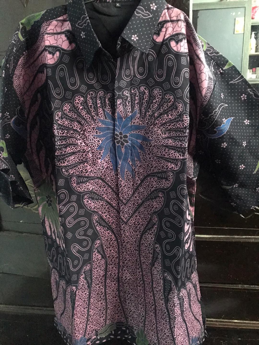 Gitarja Kemeja Batik Pria Warna Ungu Lapis Furing Bahan Katun Primisima