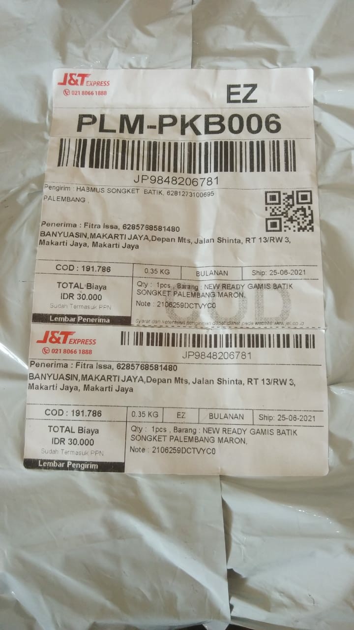 New Ready Gamis List Batik Songket Palembang Maron