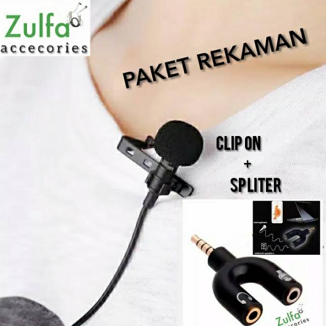 PAKET REKAM Clip on dan Spliter Microphone Youtuber Tiktok Live