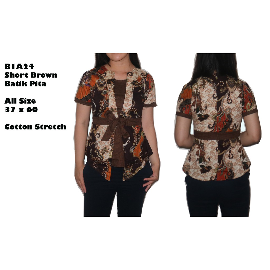 qwq kemeja short brown pita cewek wanita MIX batik good quality