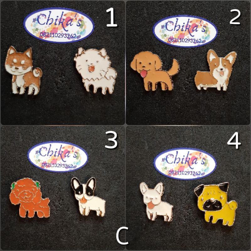Pin Bros Enamel Keren Lucu Anjing, kaktus, dll
