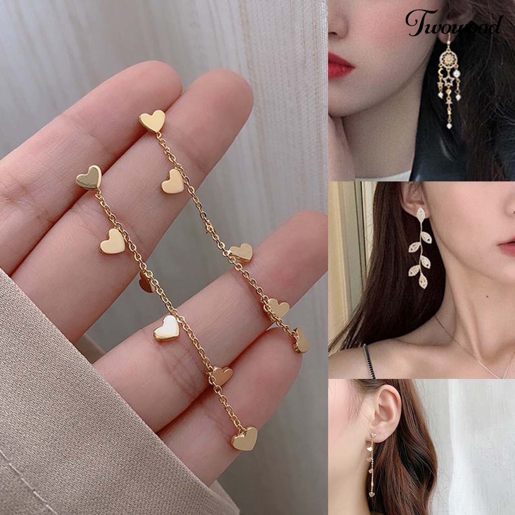 1 Pasang Anting Rumbai Panjang Liontin Berlian Imitasi Bahan Alloy Gaya Retro Untuk Pesta