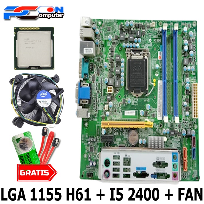 MOTHERBOARD LGA 1155 H61 plus Processor I5 2400