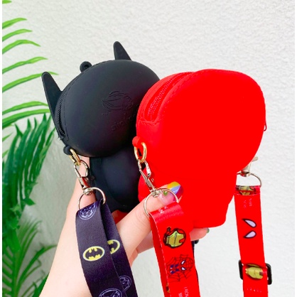 Amadela Story - Tas Selempang Anak Jelly Rubber Karakter Import Tas Lucu Anak Coin Purse Tas Koin Tas HERO Spiderman Ironman Batman Black Panther Blackpanther Captain America Captainamerica
