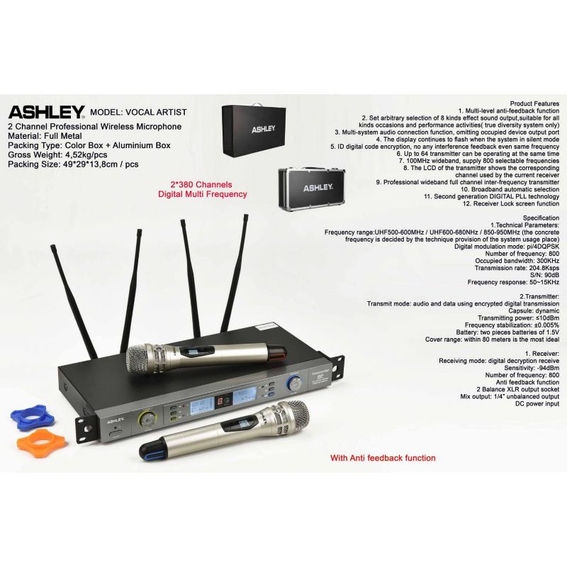 Mic Wireless ASHLEY Vokal Artist Original