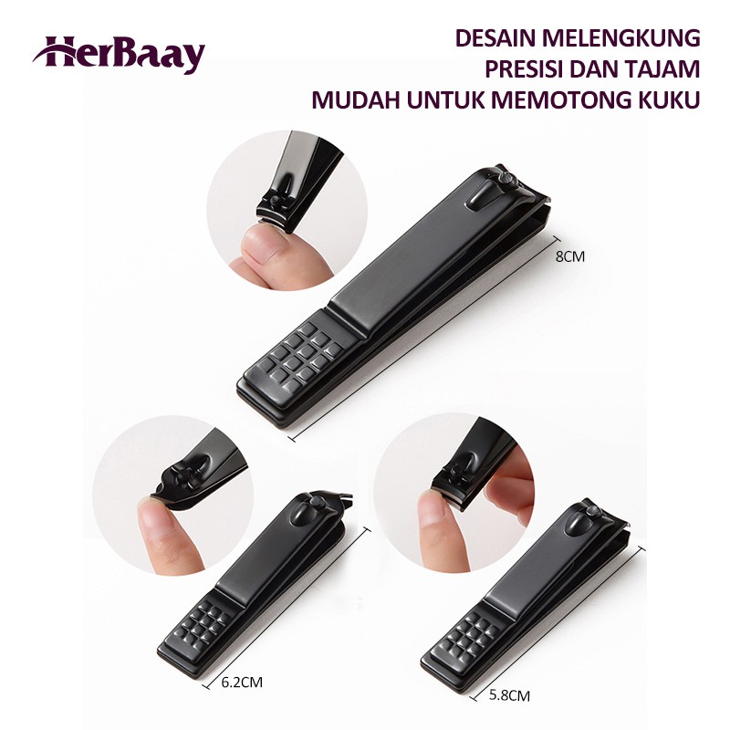 herbaay manicure pedicure set 12 pcs kit penghilang jerawat gunting kuku