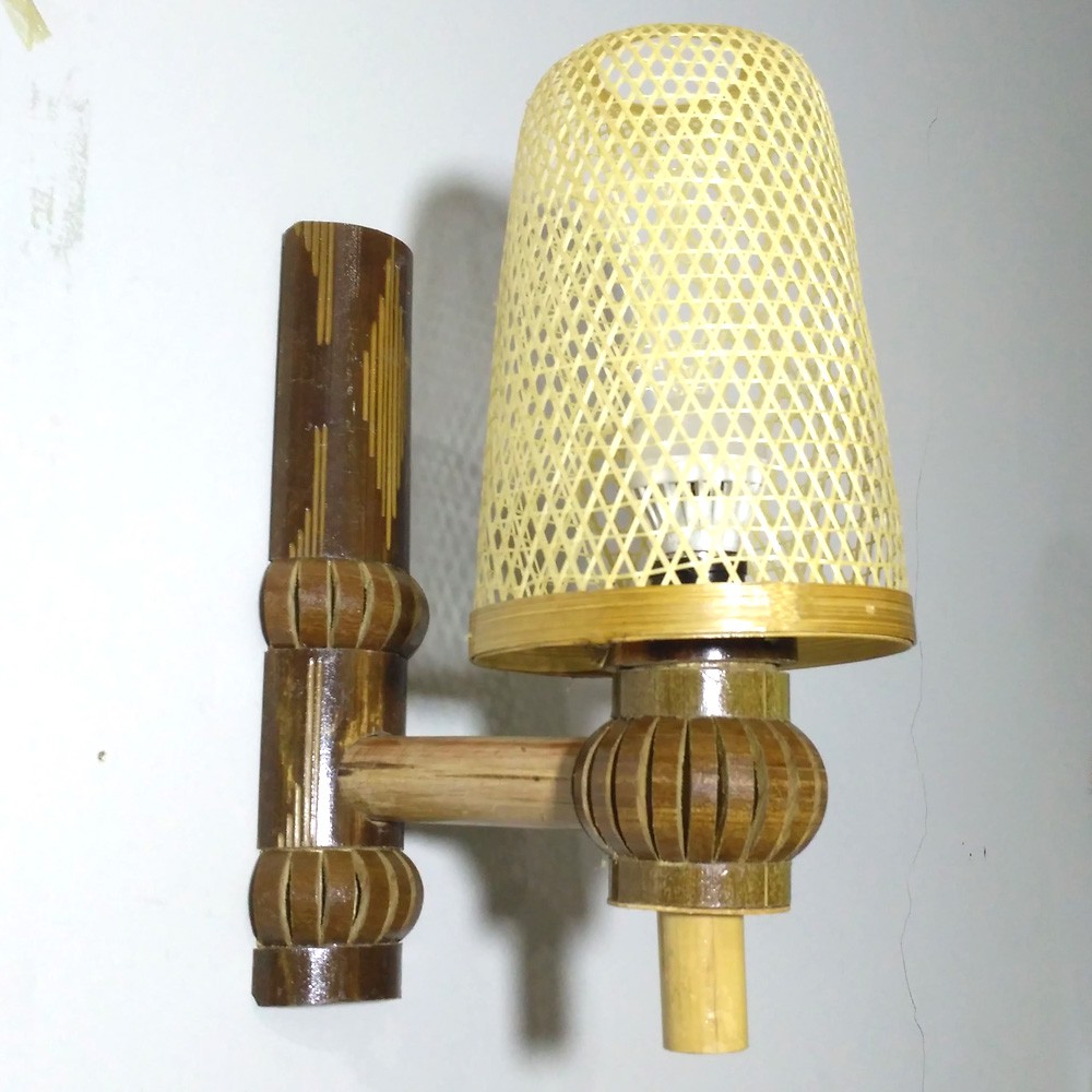 Kap Lampu Bambu Kap Lampu Hias Dinding Anyaman Bambu Shopee Indonesia