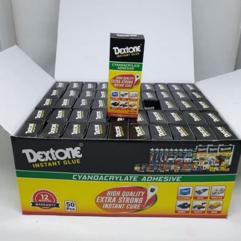 GROSIR LEM DEXTONE - 1 BOX ISI 50 PCS LEM KOREA CAIR INSTAN GLUE MURAH