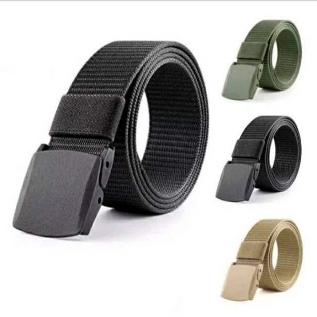 Ikat Pinggang Pria Tactical Army Anti Metal Detector Sabuk Kanvas Gesper Plastic Buckle