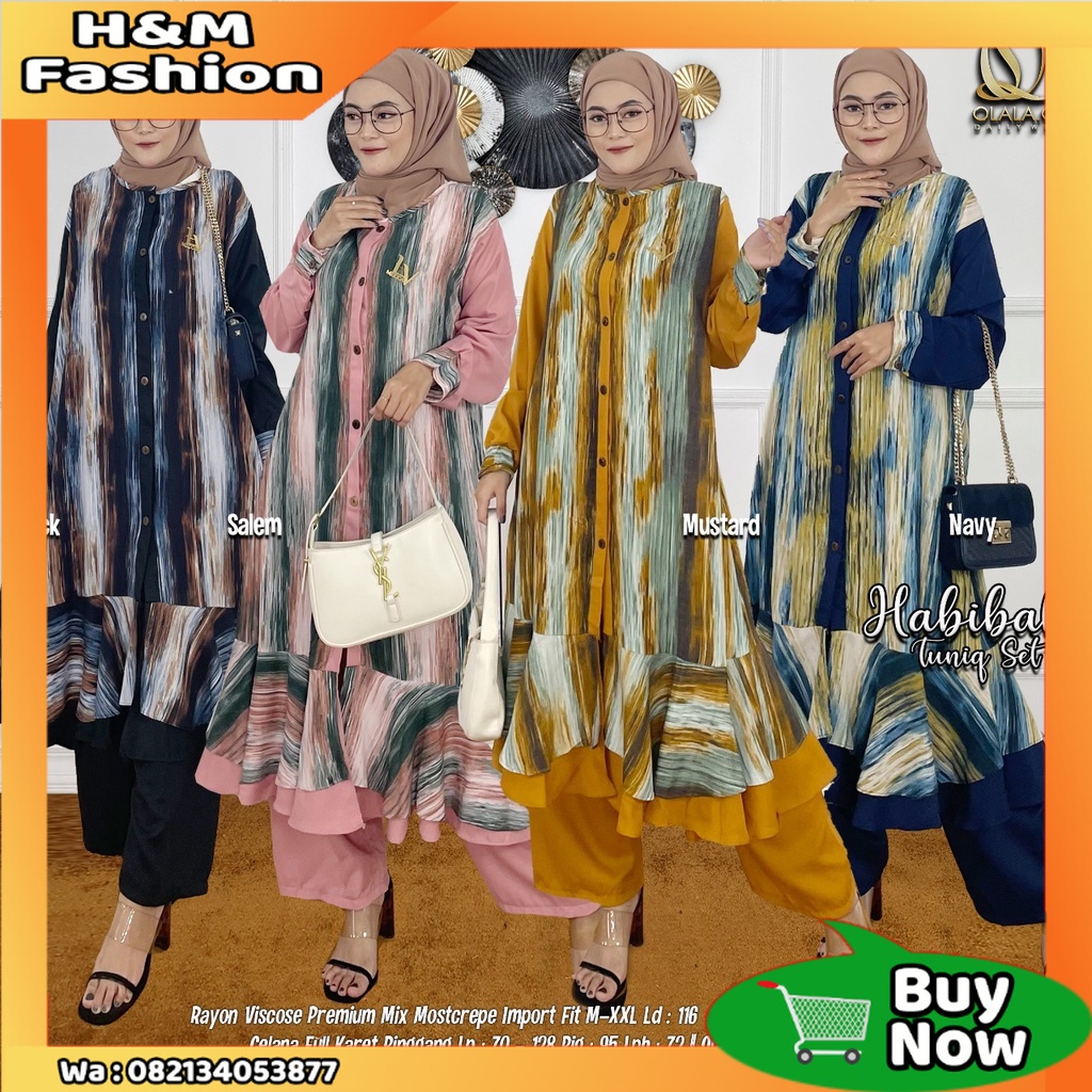 Pakaian Muslim Baju Gamis Habibah Tuniq Set
