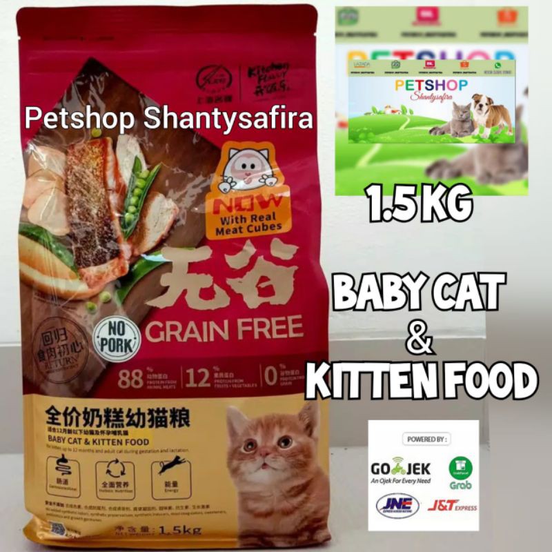 MAKANAN KUCING KITCHEN FLAVOR GRAIN FREE BABY CAT &amp; KITTEN FOOD 1.5KG FRESHPACK