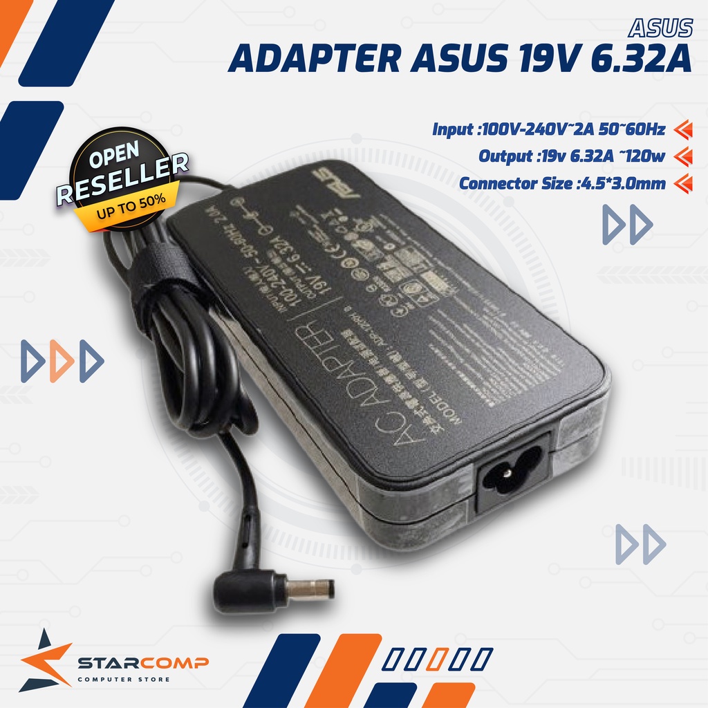 Adapter Charger ASUS 19V 6.32A 4.5x3.0mm 120W