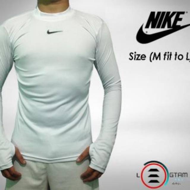 Sale/Diskon - Nike Menset Baselayer Panjang Putih/Navy - Aksesoris Olahraga-2