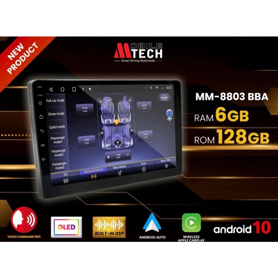 HEAD UNIT MTECH ANDROID 10" UNIVERSAL 8803 BBA (6/128)