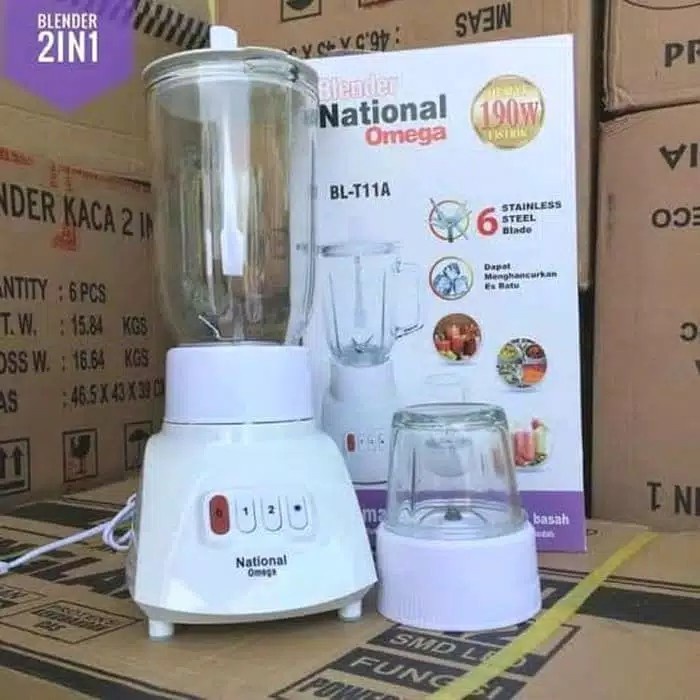 BLENDER VIVA NATIONAL 2IN1 KACA 6 MATA PISAU STAINLESS DRY MILL PANASONIC MIYAKO