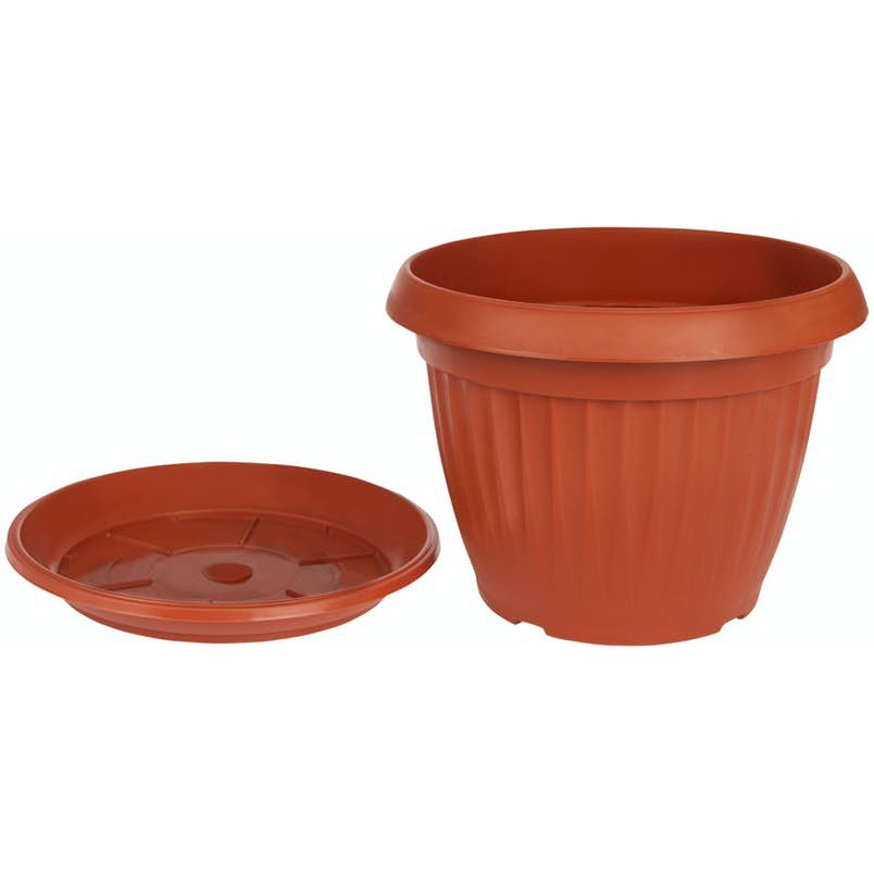 EMBER POT BUNGA FLORENCE + TAPAK 25CM/WADAH PUPUK TANAM TANAMAN KEBUN BUNGA POHON/PERLENGKAPAN BERKEBUN/POT PVC BERKUALITAS