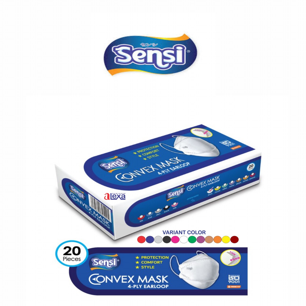 Masker Sensi Convex 4D face mask - Masker CONVEX Sensi Earloop 4 ply 20 pcs