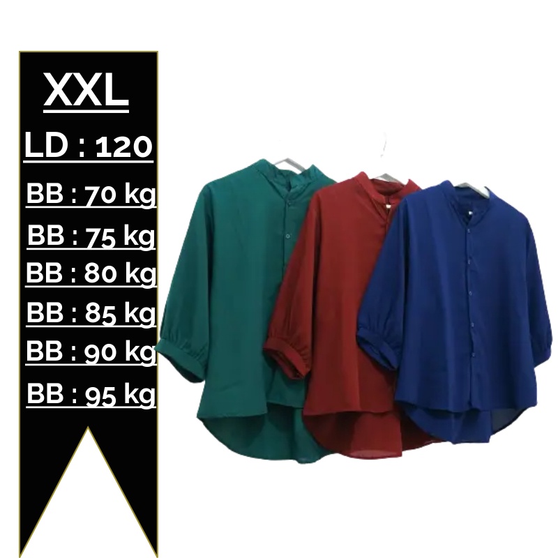 Baju Kemeja Jumbo Wanita XXL LD 120 Zevlin Shirt wanita Atasan XXL LD 120 Baju Kemeja Blouse wanita