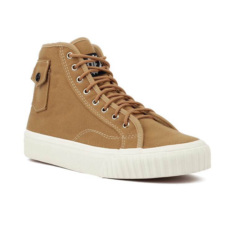 Harvey High Brown | 39-44 | Sneakers Pria Canvas Coklat High Hi Strap Simpel Laki Casual Velcro | FORIND x Tragen