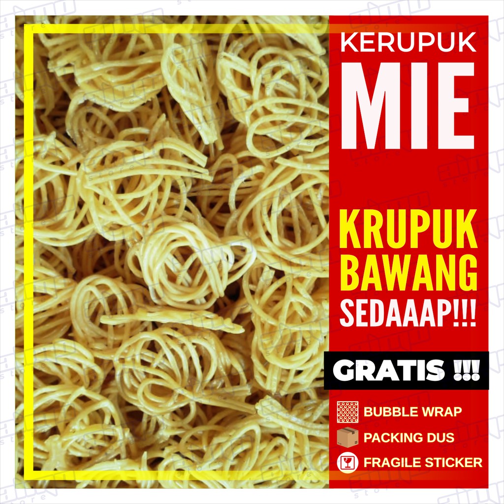 

KERUPUK UKER KUNING Krupuk MI RASA BAWANG Krupuk Bentuk Mie Mentah Enak Gurih Kuning Keriting Renyah Kemasan 250 gr