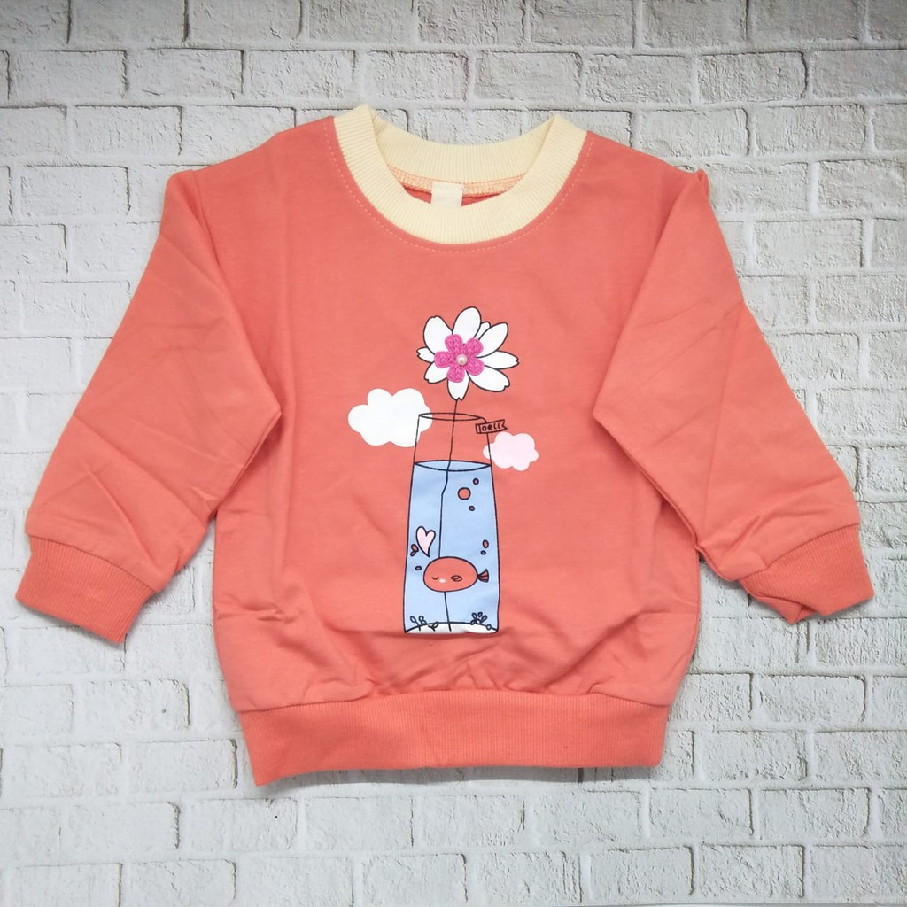 Sweater / Baju anak perempuan lucu murah usia 1-4 thn 100% import kualitas premium gambar FLOWER