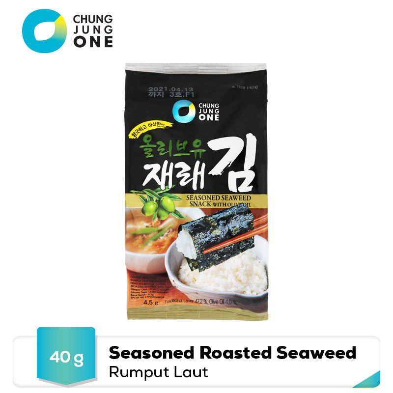 Chung Jung One Daesang Ofood - Roasted Laver - Seasoned Roasted Seaweed with Olive 6+3