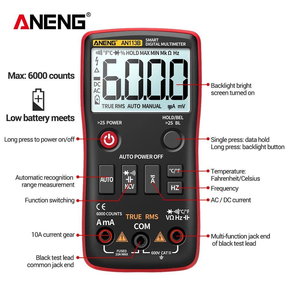 Nanas Digital Smart Multimeter Multifungsi Auto-Ranging AC/DC Transistor Voltage Meter Digital Profesional Meter