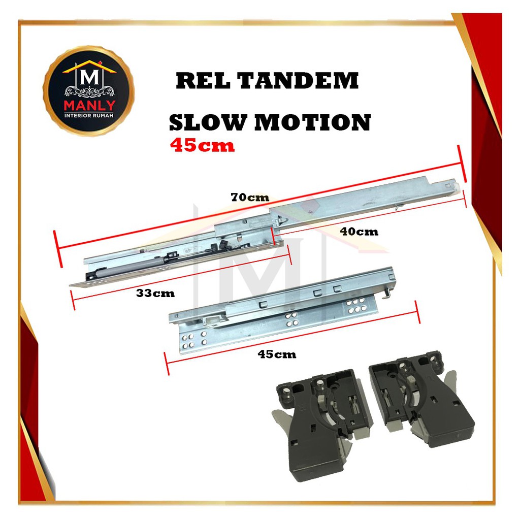 Rel Laci Tandem 45 cm Slow Motion Double Extention (2x Tarikan) isi 1 Set