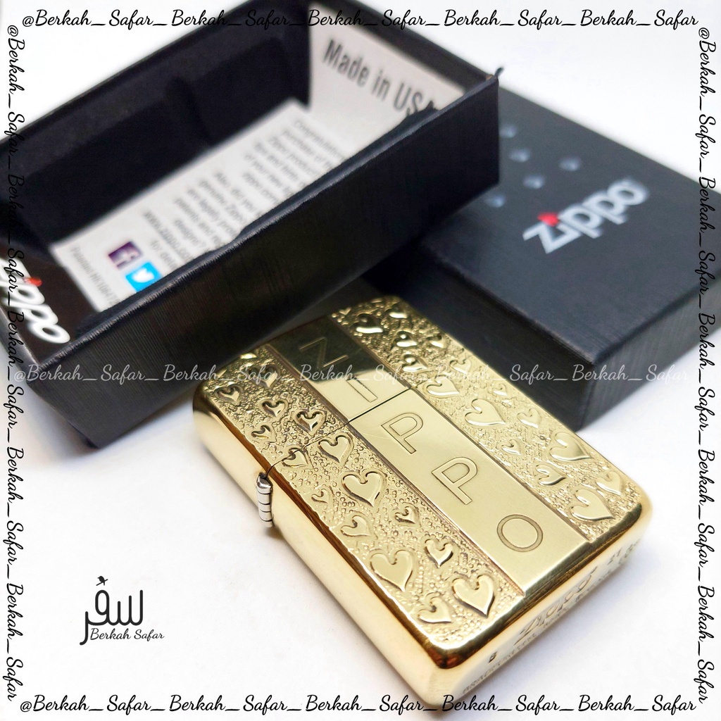 Korek Zippo Gold Plated Emboss Love Zippo Lighter High Premium Quality Made In Usa &quot;Limited Edition&quot;