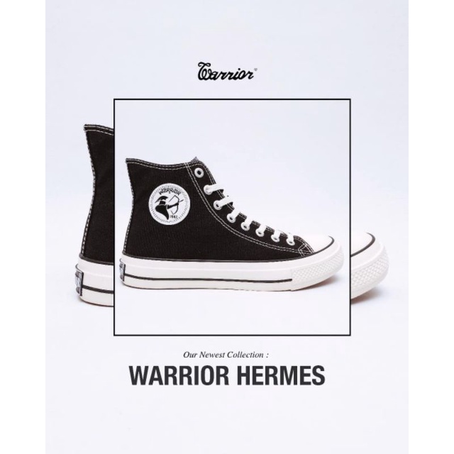 Sepatu Warrior Hermes Black White High Low Warriors Hermes White Cream Low High Original Sneaker