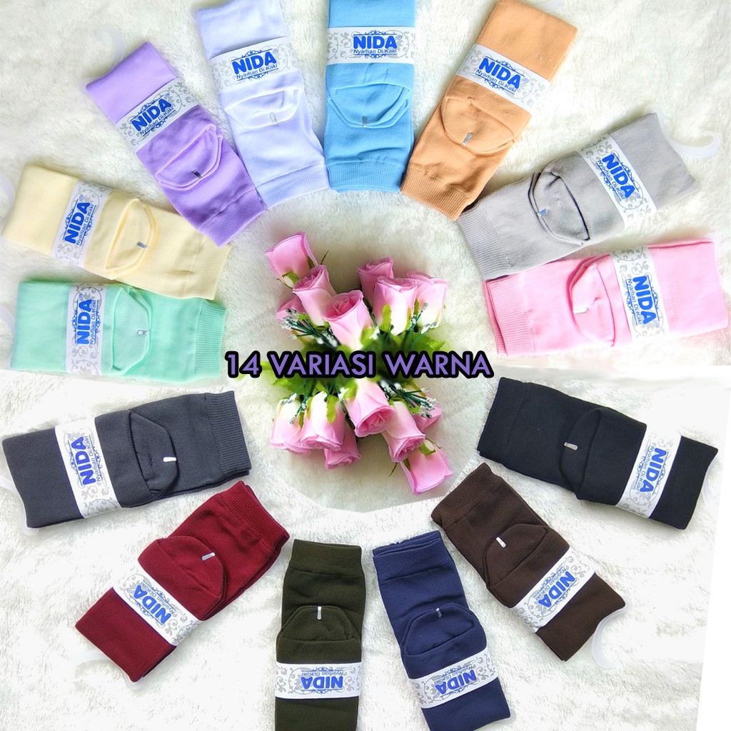 Kaos Kaki Wudhu Wanita Muslimah Nida Polos Bahan Tebal Panjang 35 cm Sebetis Halus dan Anti Bau