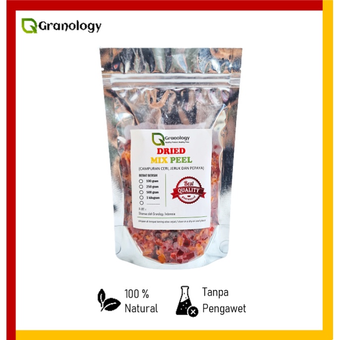 

Premium Mix Peel 250 gram (Pepaya Kering, Potongan Kulit Jeruk & )