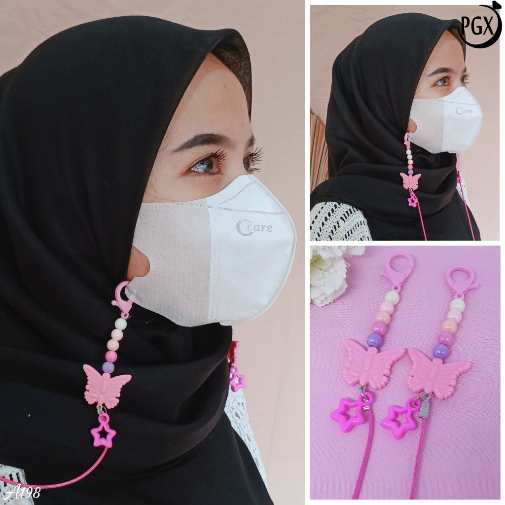 PGX Strap Masker - Tali Masker - Kalung Masker Mute Kristal Kaca Berkilau Aksesoris Fashion A198