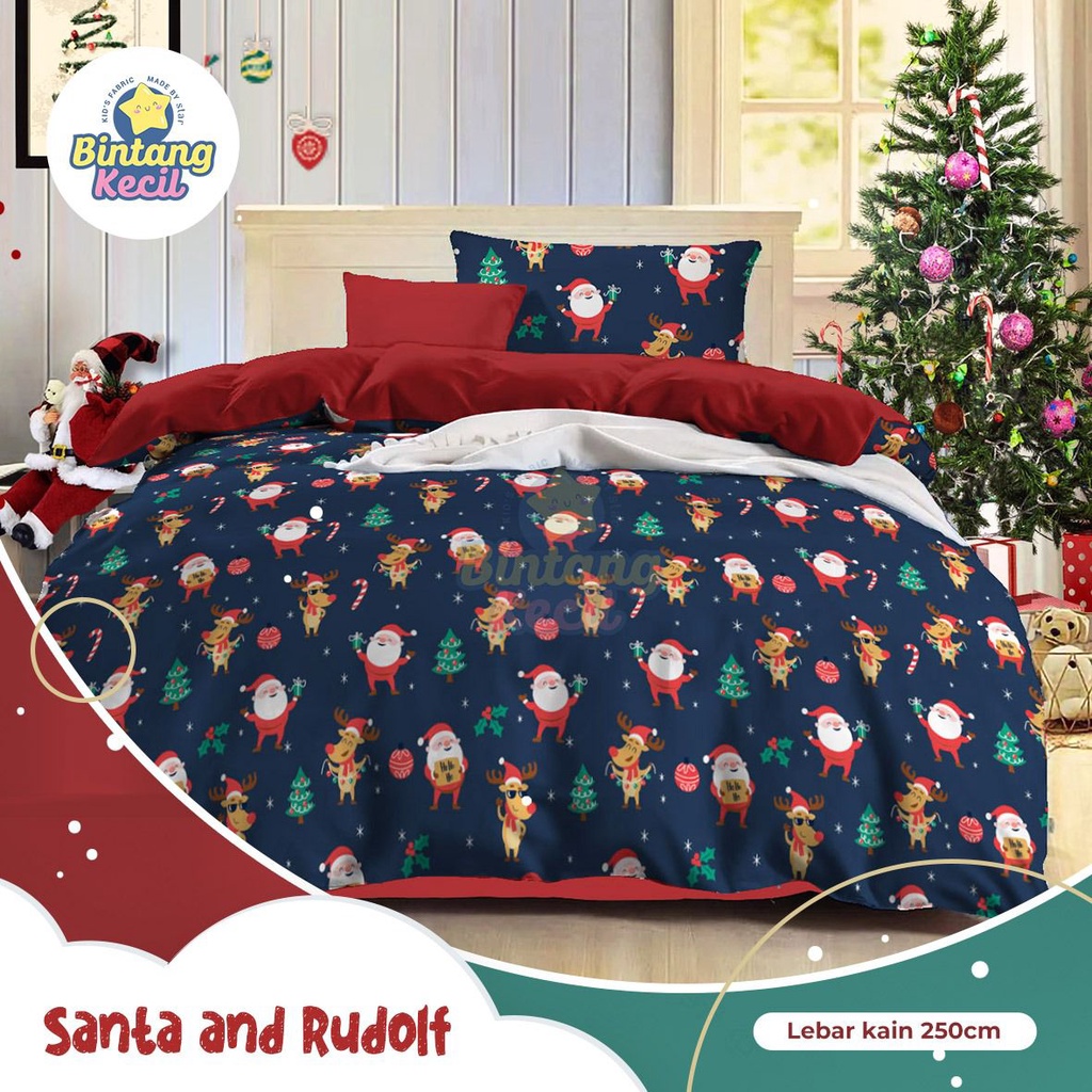 SPREI NATAL SPREI KATUN PREMIUM SANTA CLOUSE