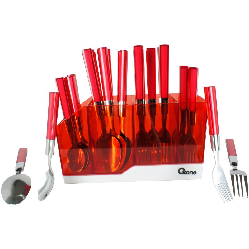 Oxone OX-9200 24Pcs Stainless Cutlery Set with Arcylic - Sendok Garpu Set 24 Pcs