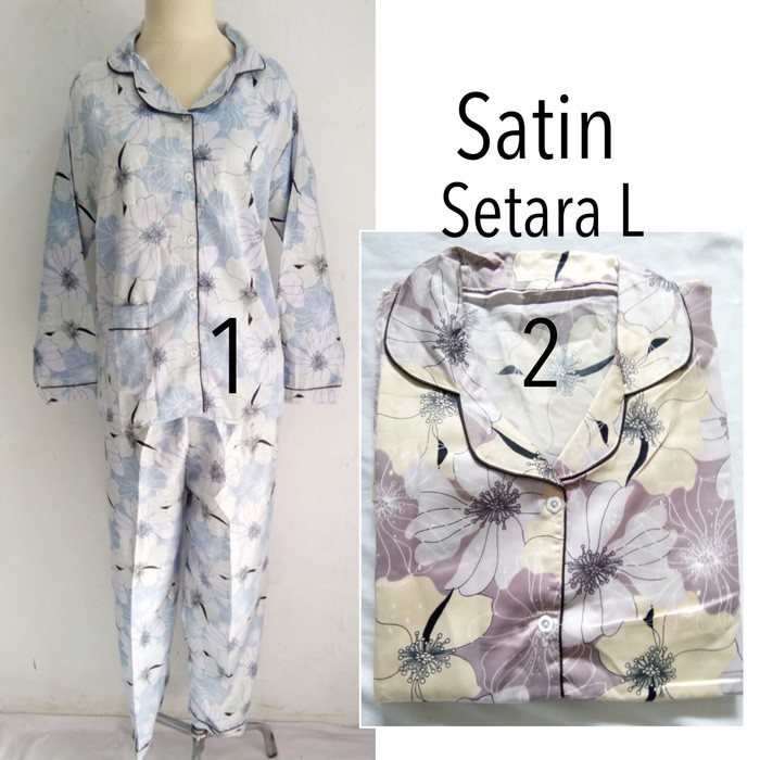 piyama baju tidur dewasa lengan panjang satin cantik sleepwear