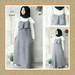 Baju Muslim Wanita / Setelan / Overall / Grey Overall