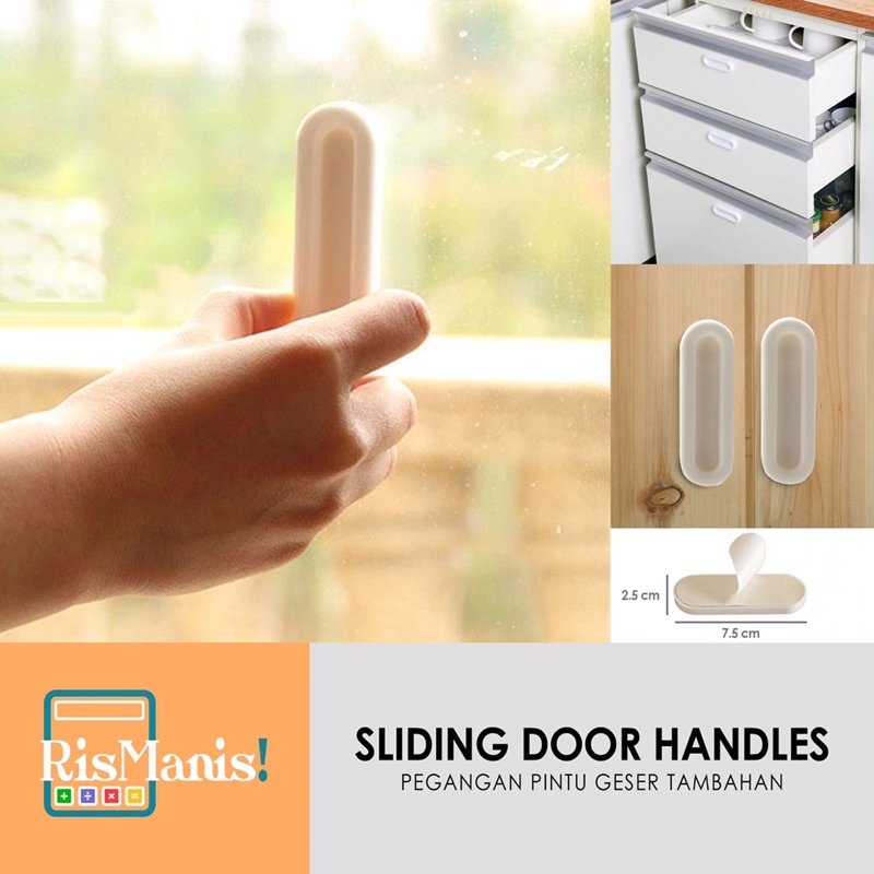 SLIDING DOOR HANDLES - Pegangan Tempel Tambahan Gagang Pintu Jendela Lemari Geser Plastik Serbaguna