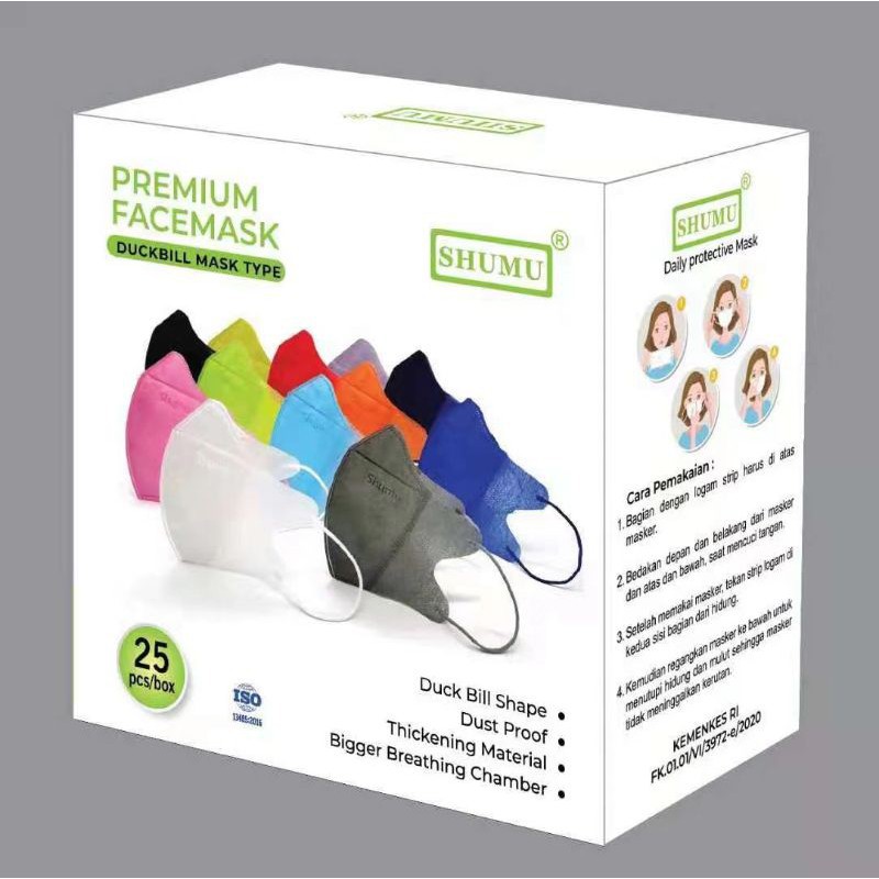 Duckbill Face Mask 25pcs Masker Shumu 3 ply Warna [Izin Kemenkes RI]