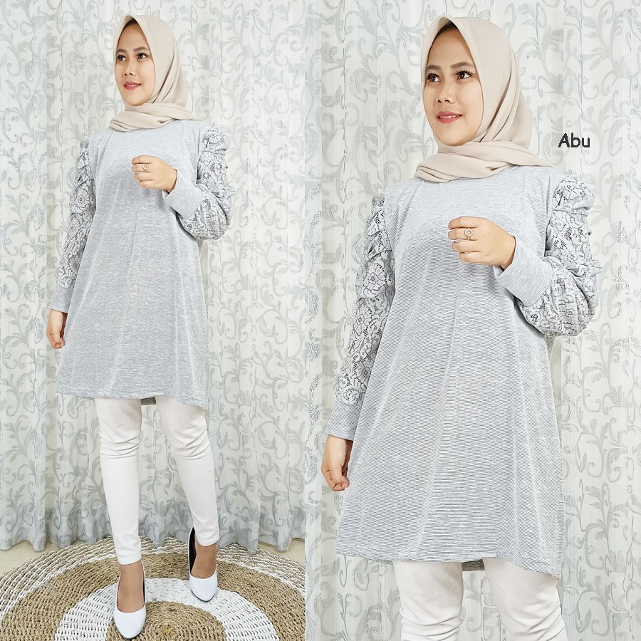 TUNIK BROKAT LENGAN KERUT DEJAYA GL FASHION