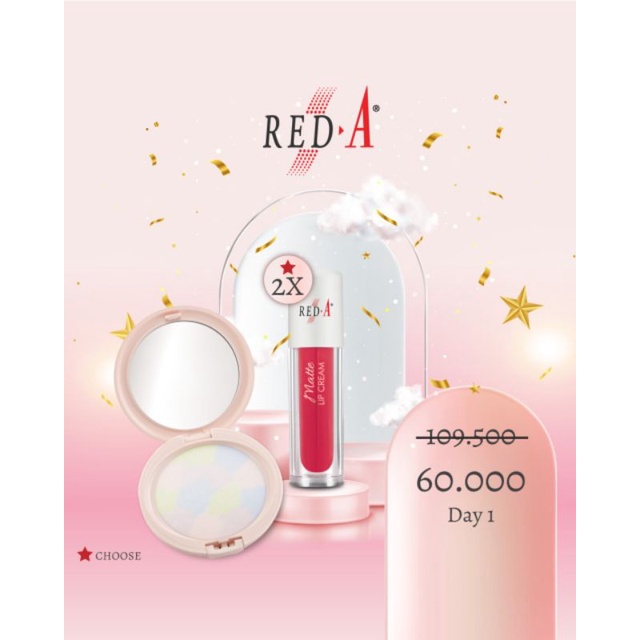 Paket 1 Red-A Compact Translucent 2 Red-A Matte Lip Cream