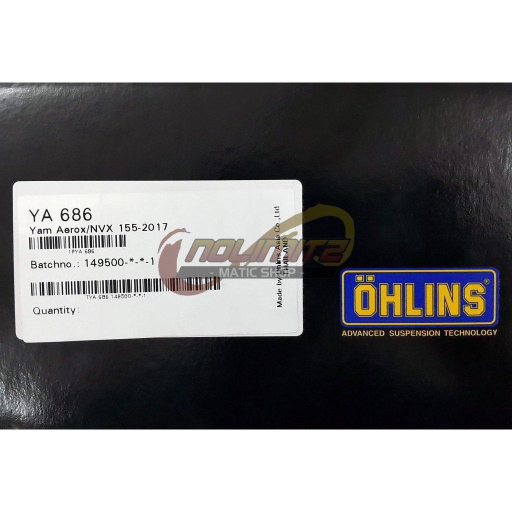 Shock / Shockbreaker OHLINS 306mm Tabung Atas Yamaha Aerox 155