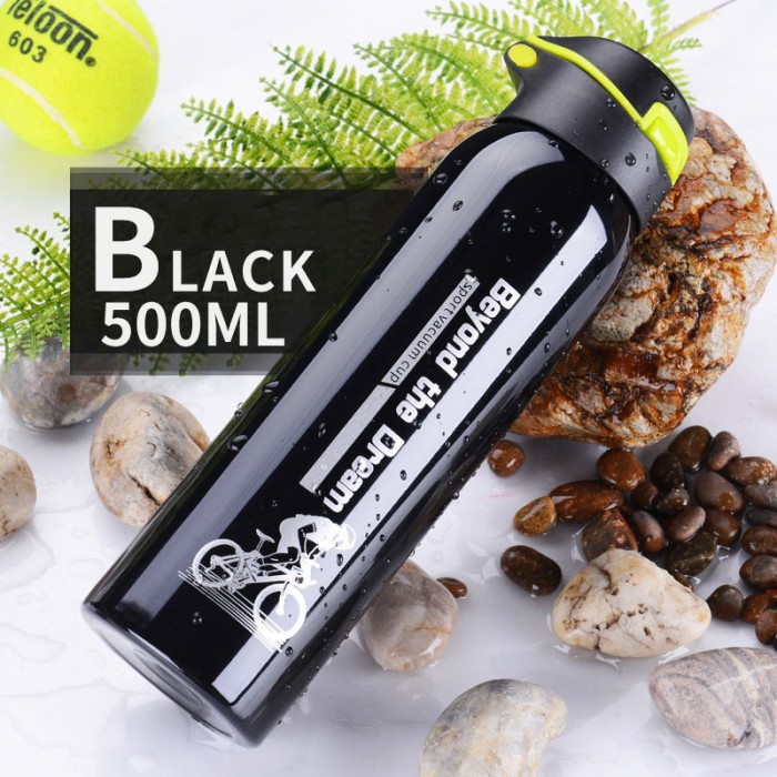 BTD Botol Minum Sepeda Thermos Bicycle Kettle Drink Bottle Stainless - silver