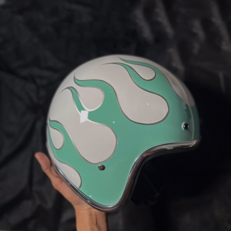 Helm Custom Flame Mint - Helm Custom HalfaceChopper bobber