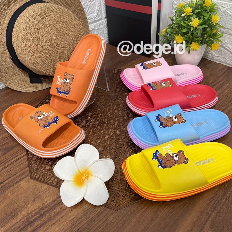 sandal slip on jelly anak perempuan motif teddy / sandal slip on empuk anak