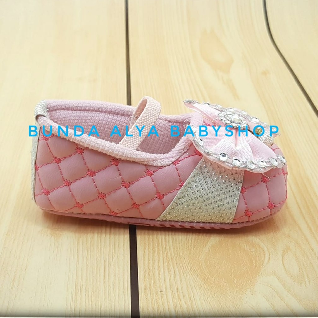 Sepatu Bayi Perempuan Pita PINK - Prewalker Baby Girl - PW Bayi - Sepatu Bayi Cewek Alas Kain SALE