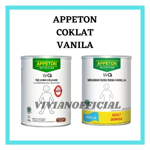 

Appeton Nutritiom Weight Gain Vanila / Coklat 450gr - Susu Penambah berat badan Appeton WG 450gr