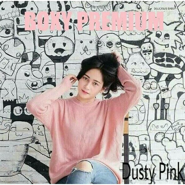 BOXY SWEATER XXL /ATASAN MURAH / BLAOUSE / TUNIC-DUSTYPINK