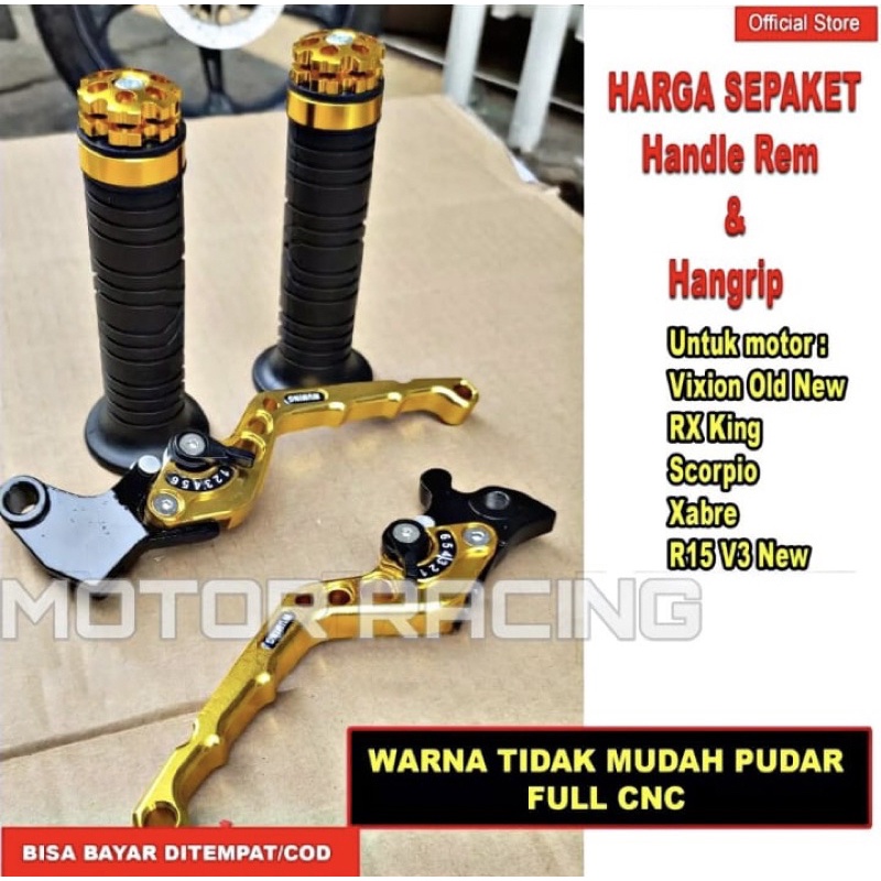 [PROMO] Handle REM dan KOPLING Stelan Variasi Motor FULL CNC Yamaha Vixion Old New RX King Scorpio Xabre R15 V3 New - GOLD HARGA 1 PAKET